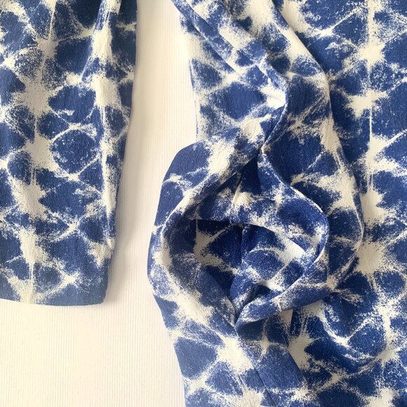 & Other Stories Short Blue Dress Coastal Grandma Beach Resort Ikat Boho Vacation - Picture 12 of 16